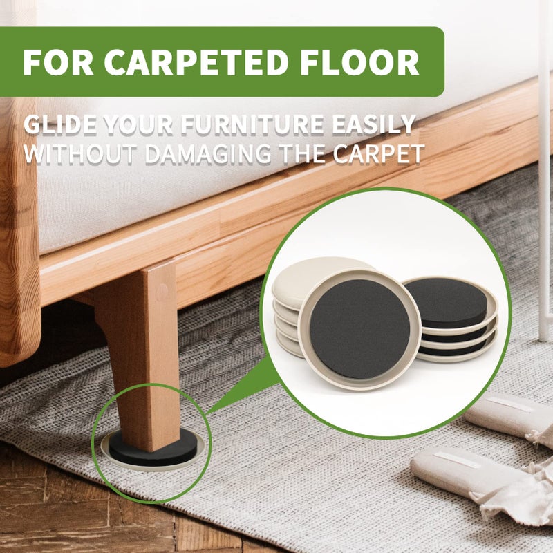 COVERCORNER Furniture Sliders for Hardwood Floors, Furniture Sliders for Carpeted Floors, 8 PCS 4 3/4 inch Combo Pack, Sliders for Moving Furniture, Furniture Movers Sliders - Image 3